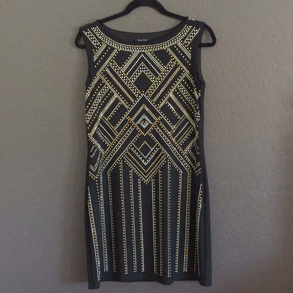 WHBM Black and Metallic Evening Dress
